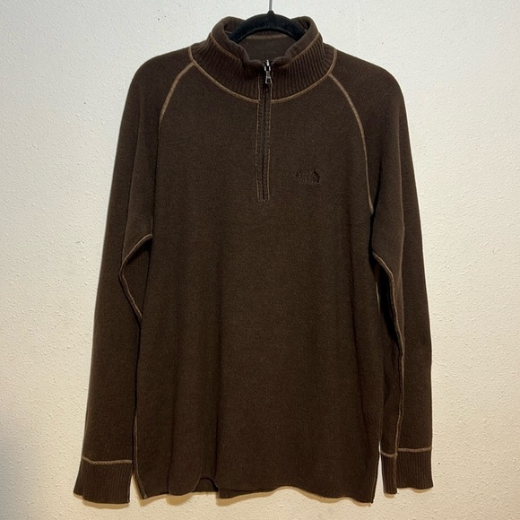The North Face Men’s Brown Wool Blend 1/4 Zip Sweater Outdoors Size XL